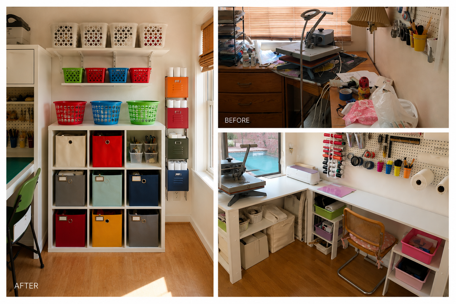 Kelly sewing room before and after collage
